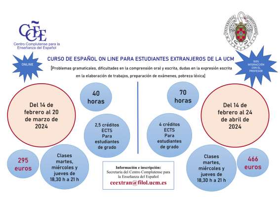 Curso online de español para estudiantes extranjeros de la UCM organizado por el Centro Complutense para la Enseñanza del Español.